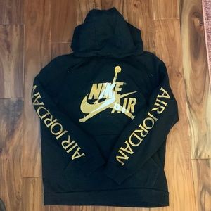 Nike Air Jordan Black Gold Hoodie Sweatshirt EUC Men’s L Large